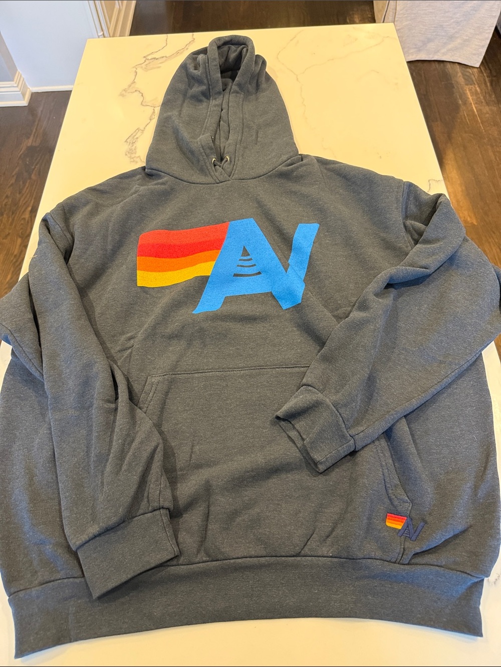 Aviator Nation Logo Pullover Relax Hoodie Charcoal L New - Picture 2 of 8